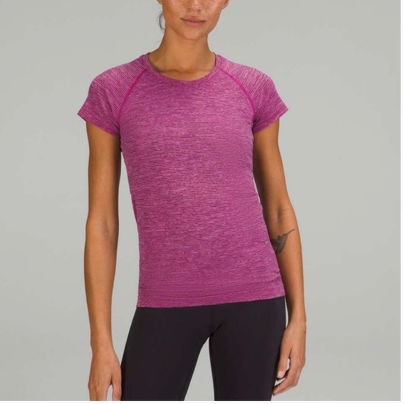 lululemon athletica Tops - Lululemon swiftly tech pink and grey striped